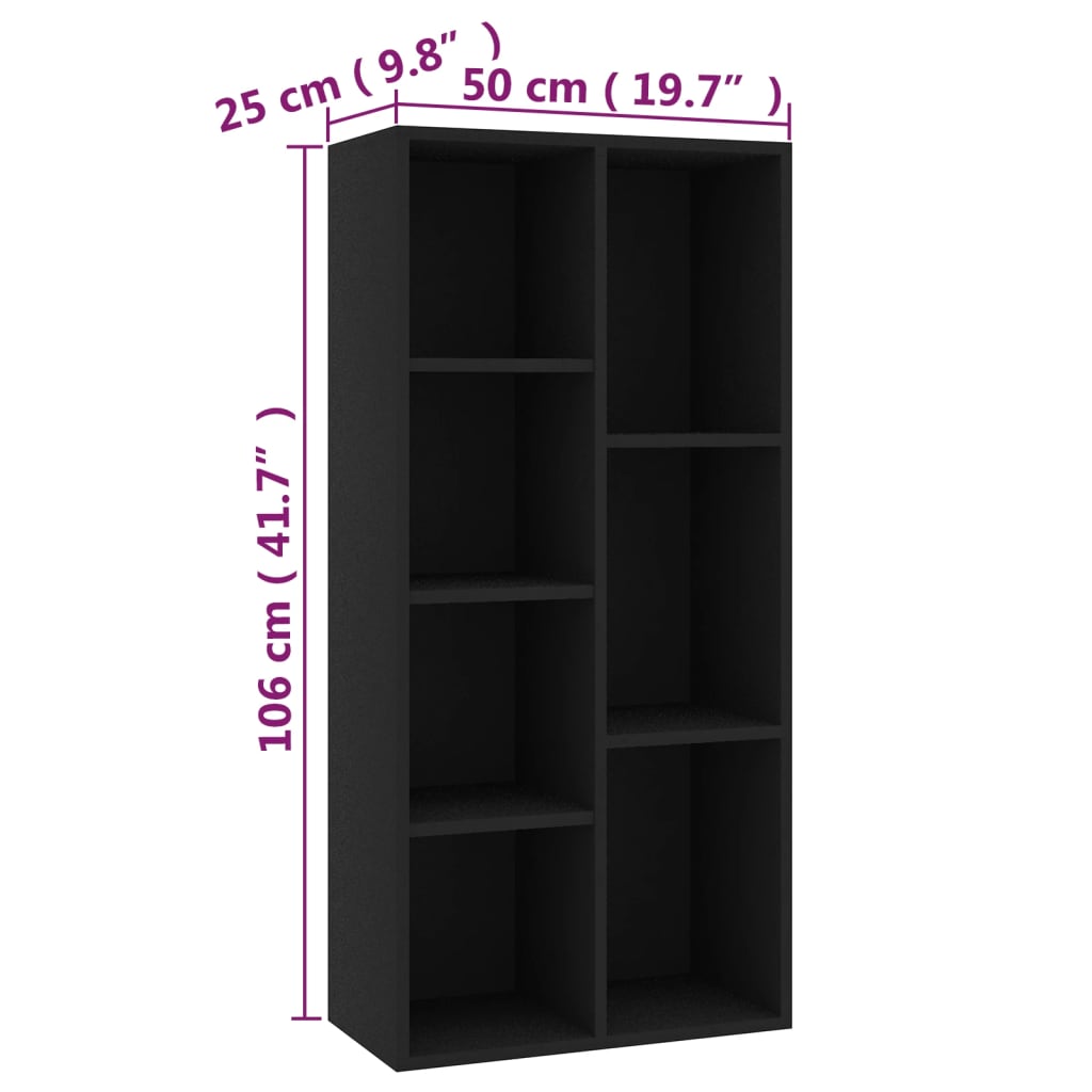 Bibliotecă, negru, 50 x 25 x 106 cm, PAL Lando - Lando