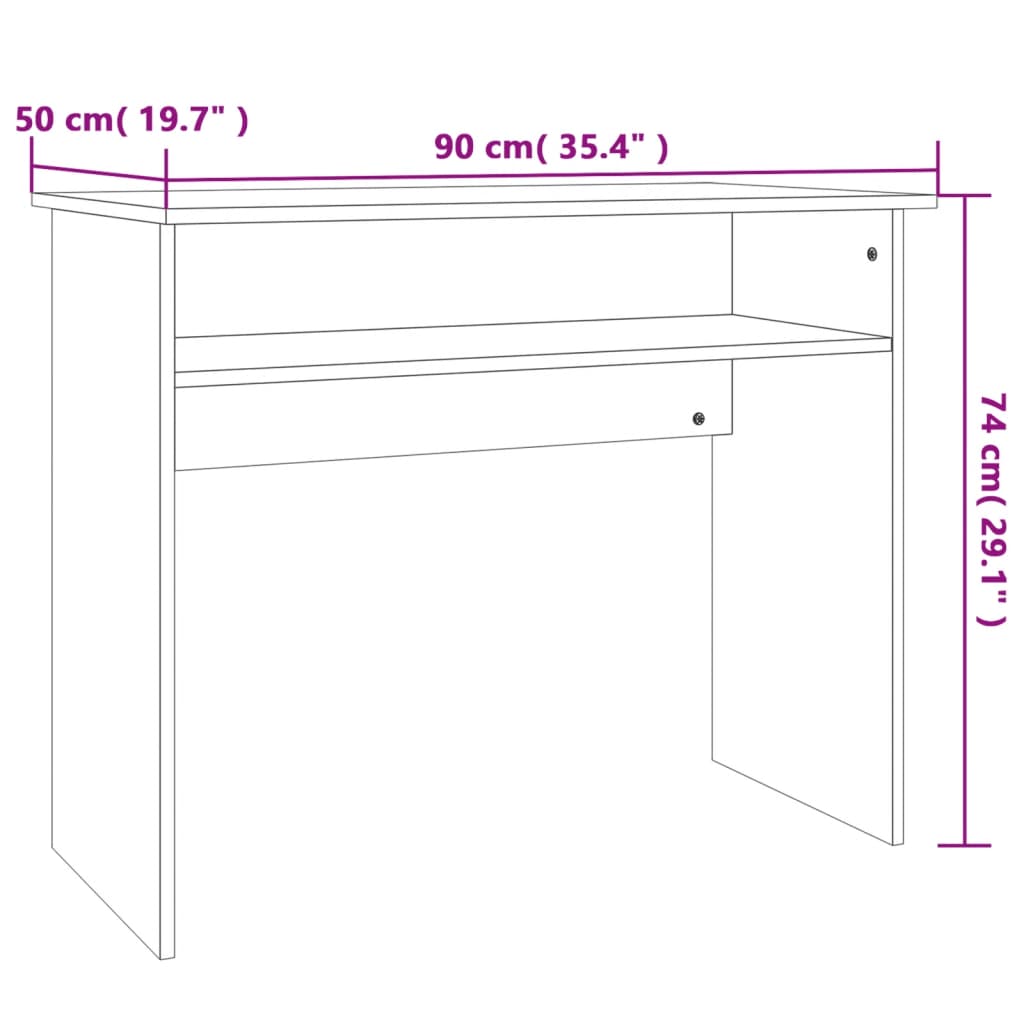 Birou, gri beton, 90 x 50 x 74 cm, PAL - Lando