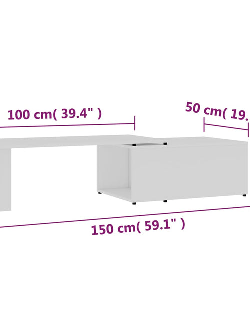 Загрузите изображение в средство просмотра галереи, Măsuță de cafea, alb, 150 x 50 x 35 cm, PAL Lando - Lando
