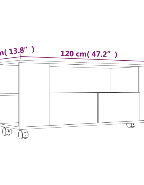 Încărcați imaginea în vizualizatorul Galerie, Comodă TV, gri, 120x35x48 cm, lemn prelucrat Lando - Lando
