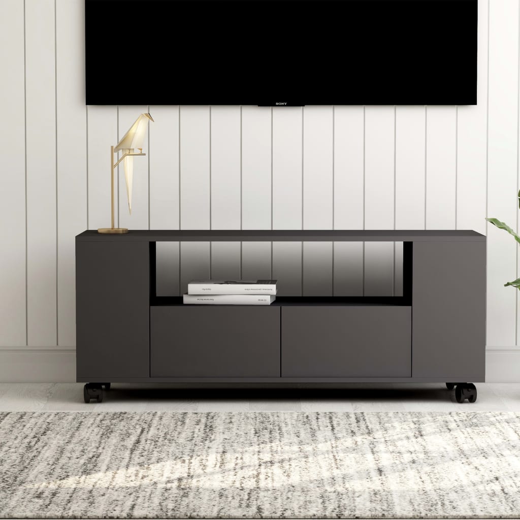 Comodă TV, gri, 120x35x48 cm, lemn prelucrat Lando - Lando