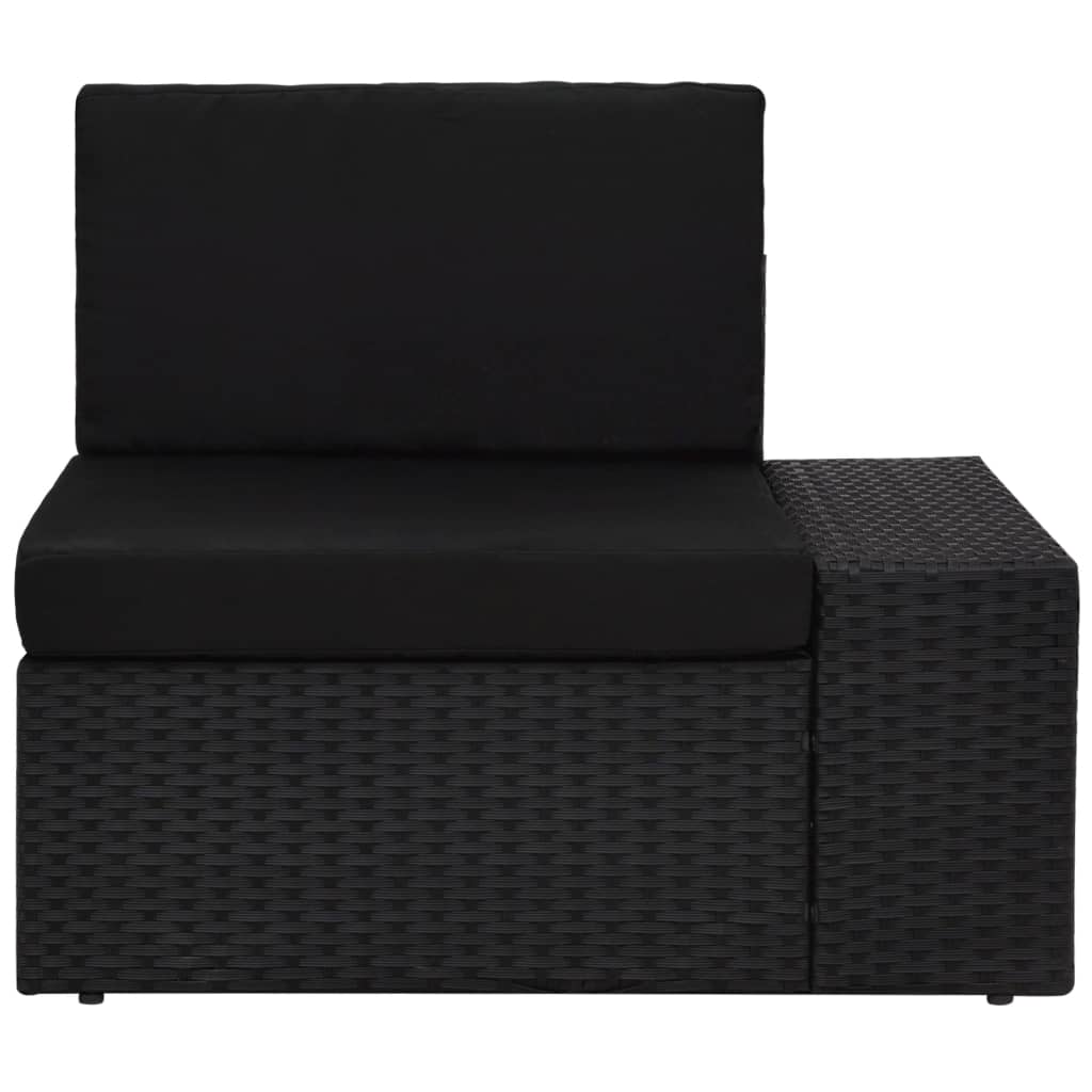 Canapea de colț modulară cu cotieră stânga, negru, poliratan - Lando
