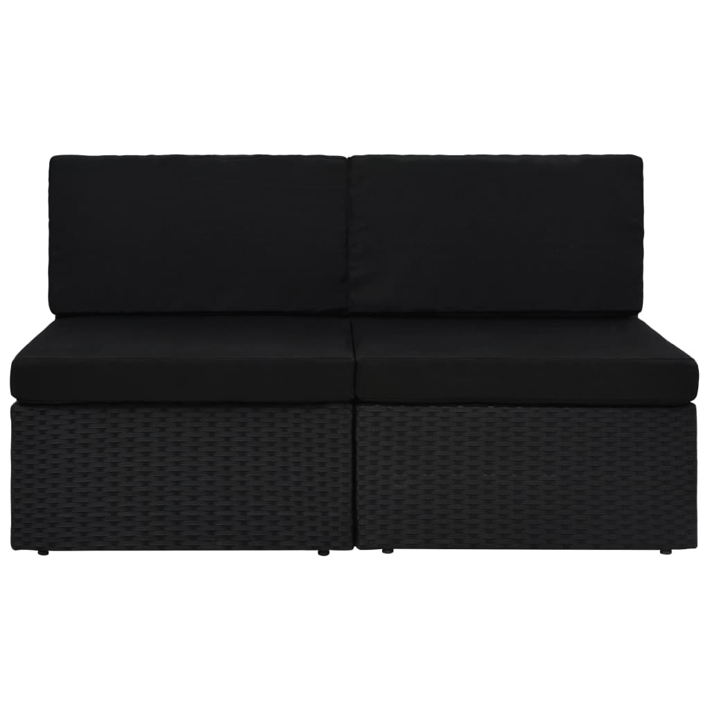 Canapea modulară cu 2 locuri, negru, poliratan - Lando