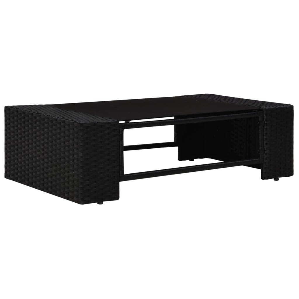 Set mobilier de grădină, 3 piese, negru, poliratan - Lando