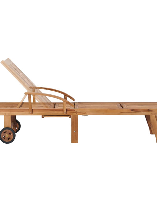 Încărcați imaginea în vizualizatorul Galerie, Șezlonguri, 2 buc., cu masă, lemn masiv de tec - Lando
