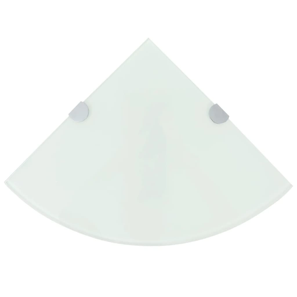 Rafturi de colț cu suporturi de crom 2 buc. alb 25x25 cm sticlă - Lando