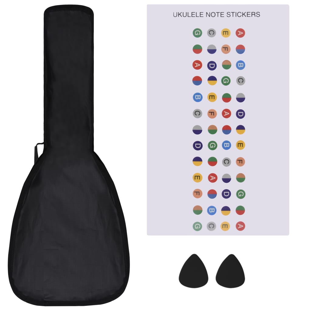 Set de ukulele soprano, pentru copii, cu husă, lemn deschis 21" Lando - Lando