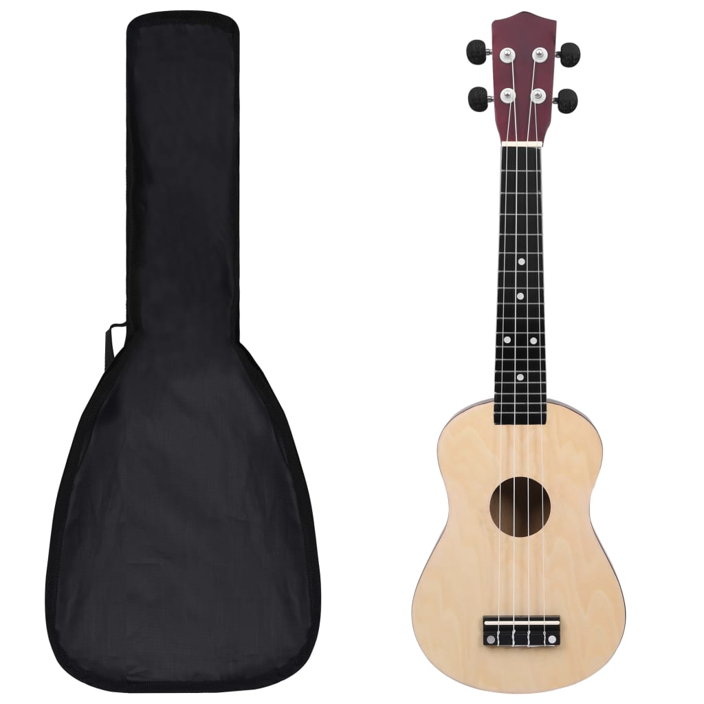 Set de ukulele soprano pentru copii, cu husă, lemn deschis, 23" Lando - Lando