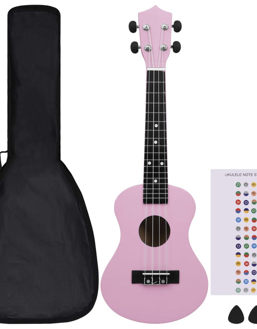 Încărcați imaginea în vizualizatorul Galerie, Set de ukulele soprano, pentru copii, cu husă, roz, 23&quot; Lando - Lando

