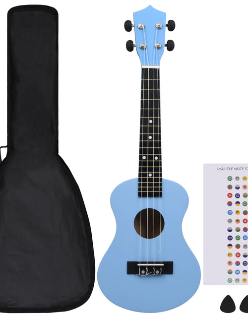 Încărcați imaginea în vizualizatorul Galerie, Set de ukulele soprano, pentru copii, cu husă, bleu, 23&quot; Lando - Lando
