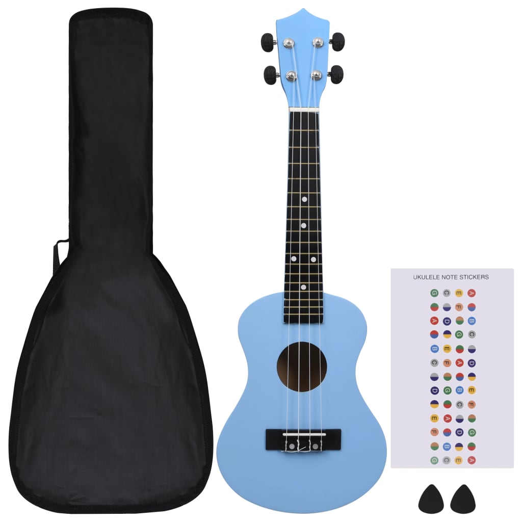 Set de ukulele soprano, pentru copii, cu husă, bleu, 23" Lando - Lando