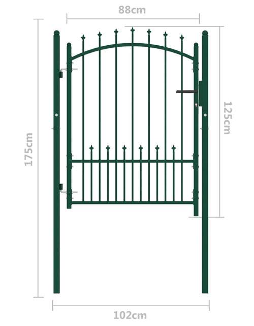 Загрузите изображение в средство просмотра галереи, Poartă de gard cu țepușe, verde, 100x125 cm, oțel Lando - Lando
