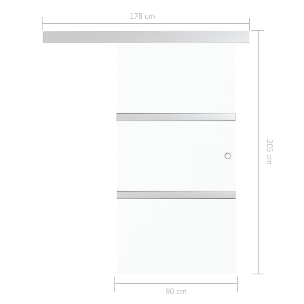 Ușă glisantă, argintiu, 90 x 205 cm, sticlă ESG și aluminiu - Lando