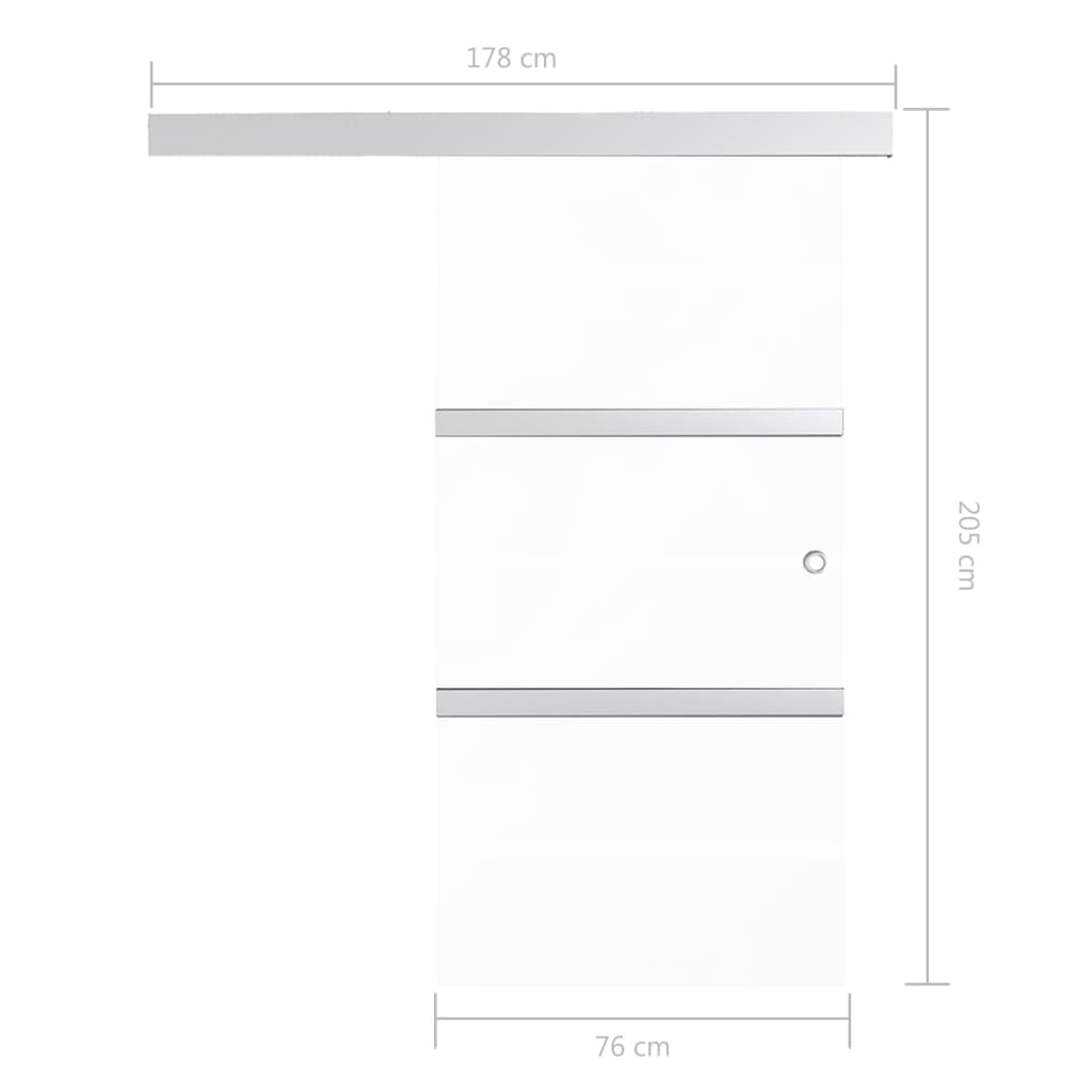 Ușă glisantă, argintiu, 76 x 205 cm, sticlă ESG și aluminiu - Lando