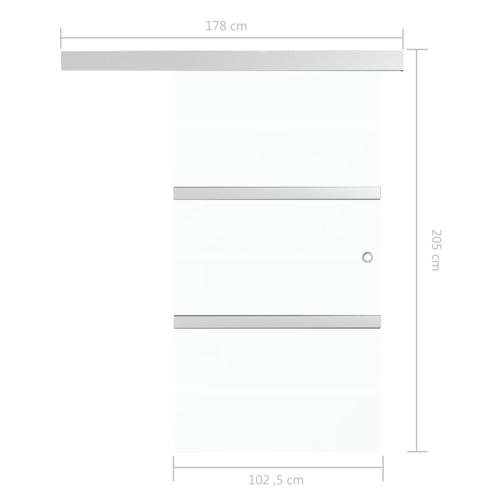 Ușă glisantă, argintiu,102,5 x 205 cm, sticlă ESG și aluminiu - Lando