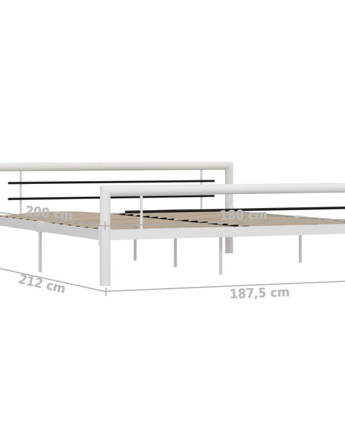 Загрузите изображение в средство просмотра галереи, Cadru de pat, alb și negru, 180 x 200 cm, metal - Lando
