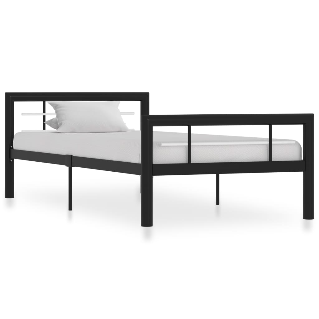 Cadru de pat, negru și alb, 100 x 200 cm, metal - Lando