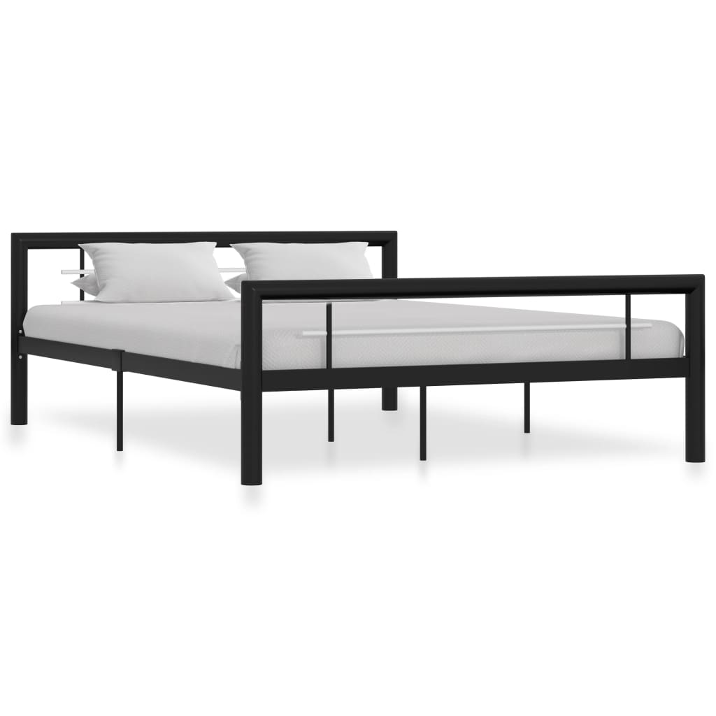 Cadru de pat, negru și alb, 160 x 200 cm, metal - Lando