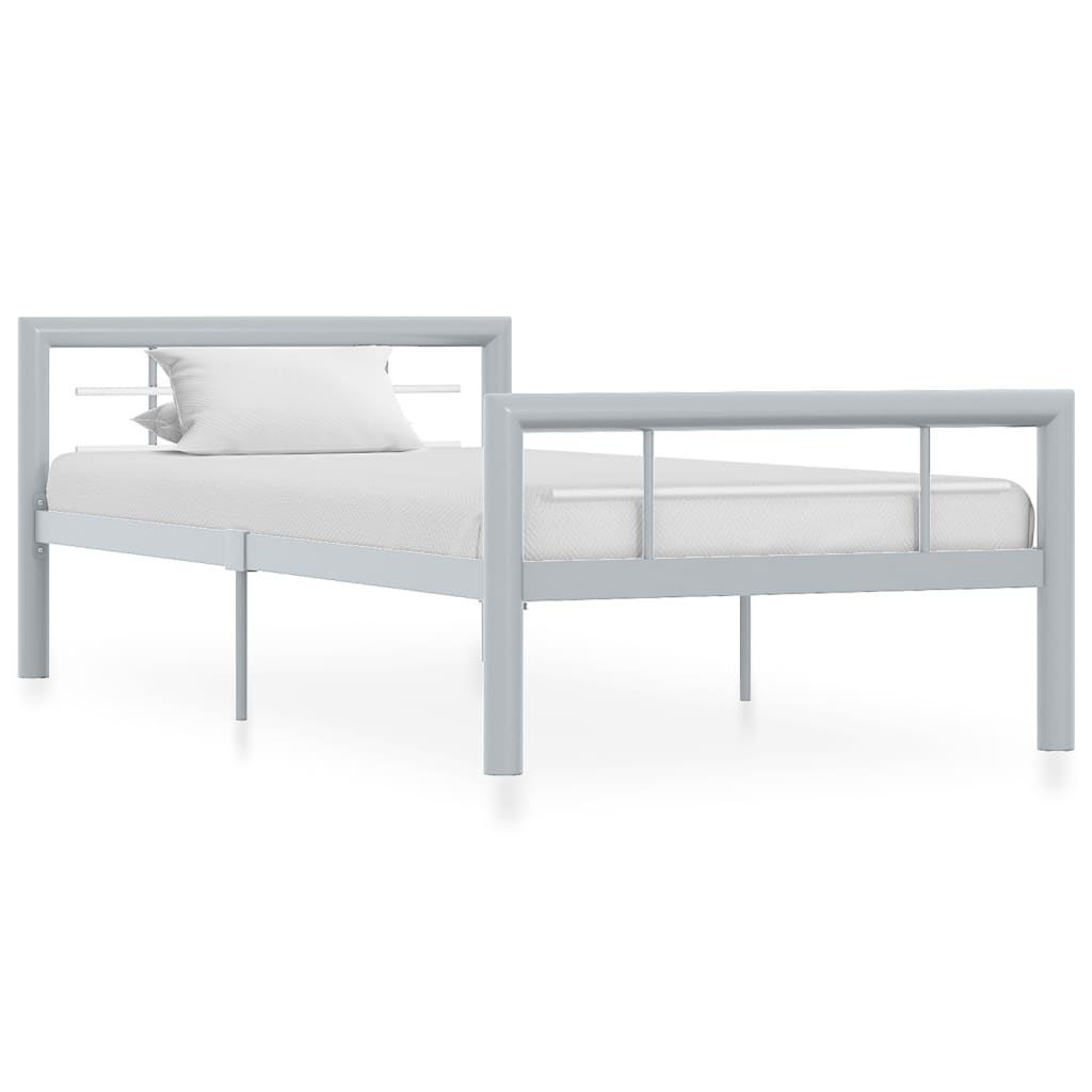 Cadru de pat, gri și alb, 90 x 200 cm, metal - Lando