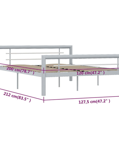 Загрузите изображение в средство просмотра галереи, Cadru de pat, gri și alb, 120 x 200 cm, metal - Lando
