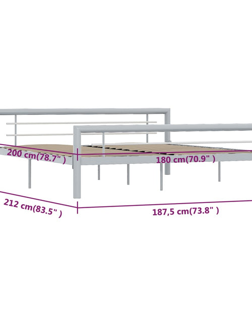 Загрузите изображение в средство просмотра галереи, Cadru de pat, gri și alb, 180 x 200 cm, metal - Lando

