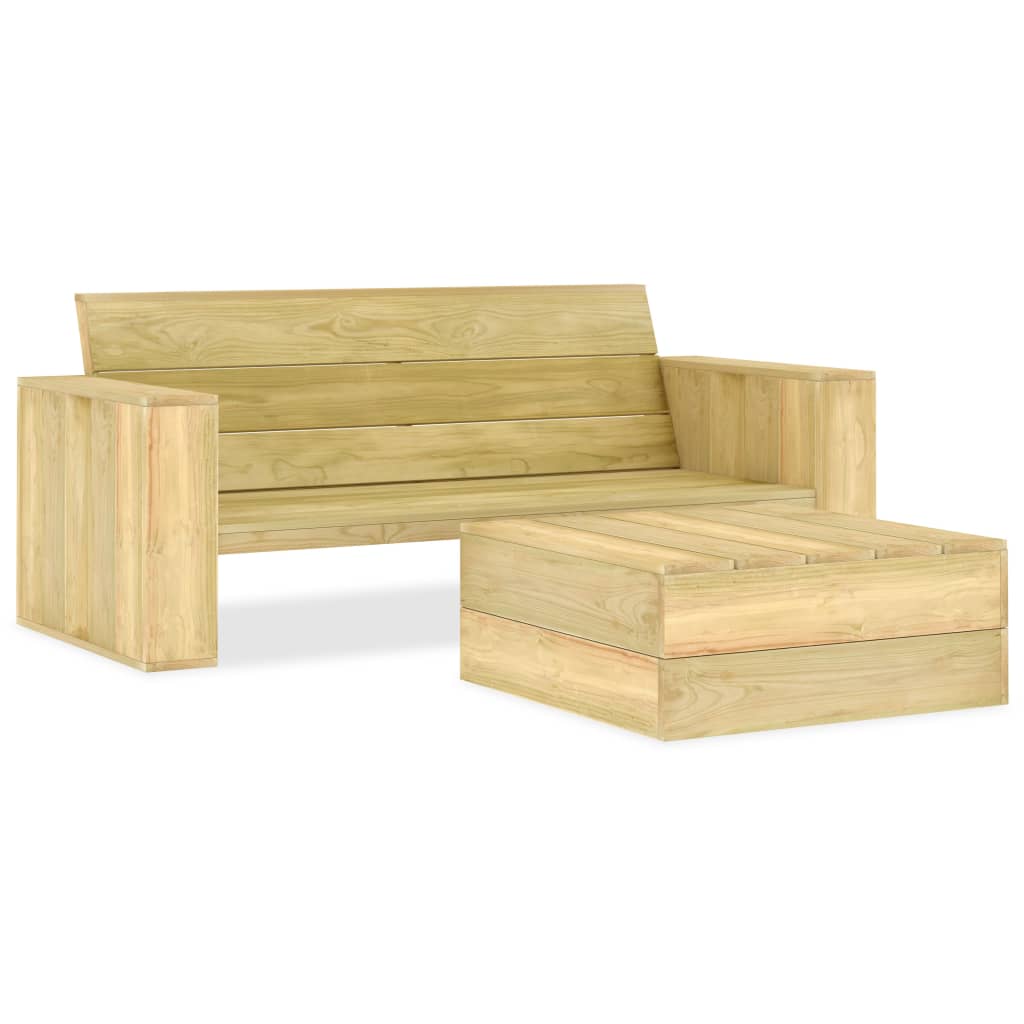 Set mobilier de grădină, 2 piese, lemn de pin tratat - Lando