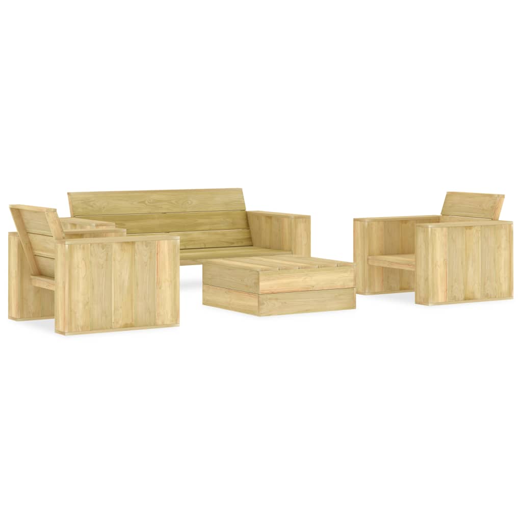 Set mobilier de grădină, 4 piese, lemn de pin tratat - Lando