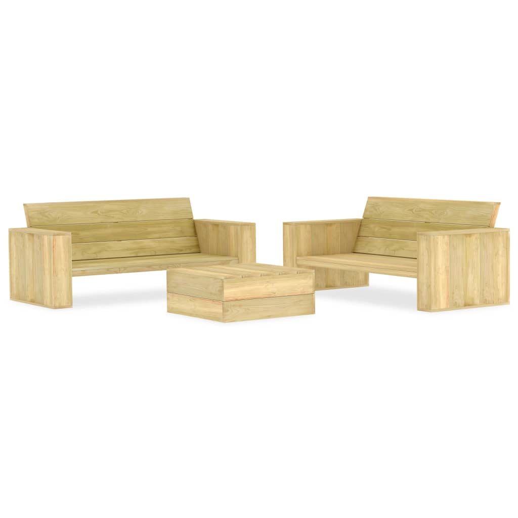Set mobilier de grădină, 3 piese, lemn de pin tratat - Lando