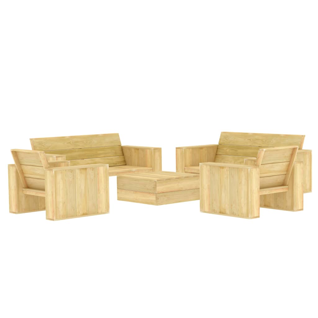 Set mobilier de grădină, 5 piese, lemn de pin tratat - Lando
