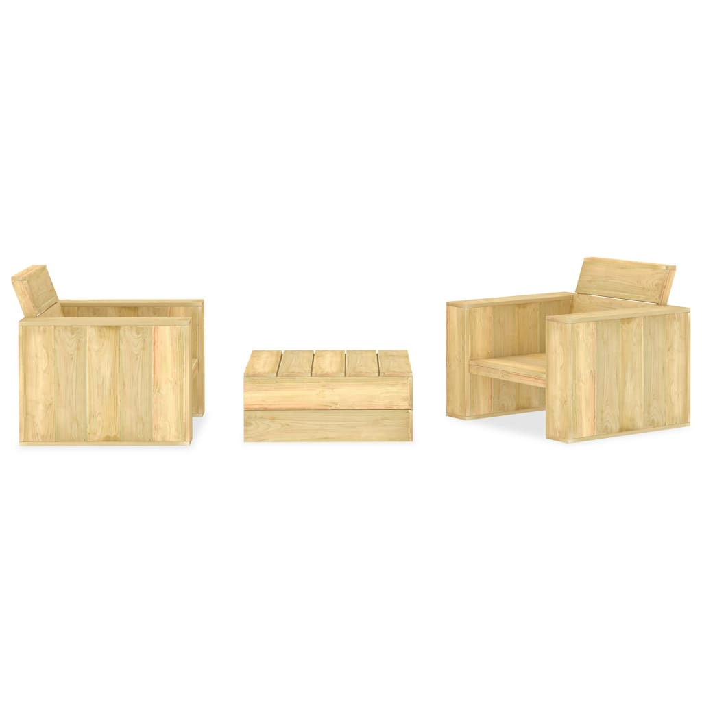 Set mobilier de grădină, 3 piese, lemn de pin tratat - Lando