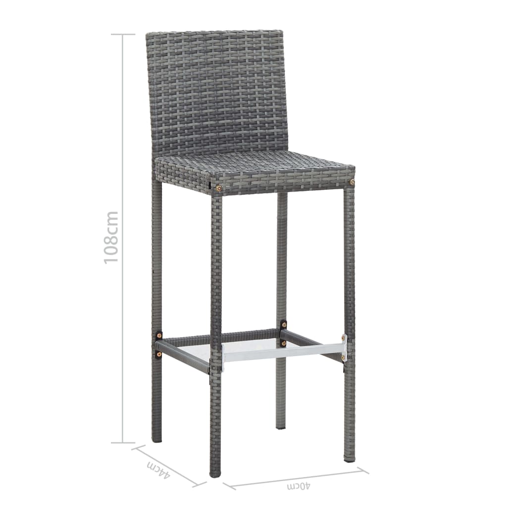 Set mobilier bar exterior 9 piese gri poliratan și lemn acacia Lando - Lando