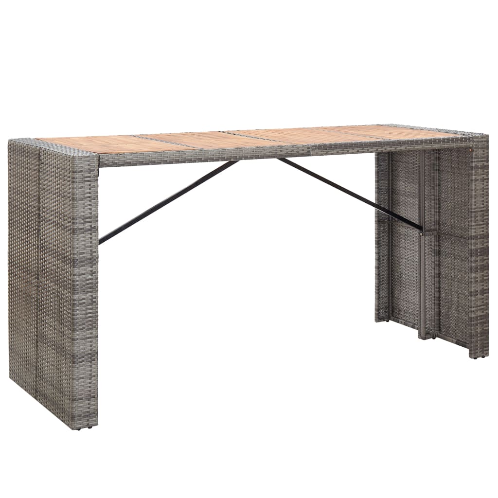 Set mobilier bar exterior 9 piese gri poliratan și lemn acacia Lando - Lando