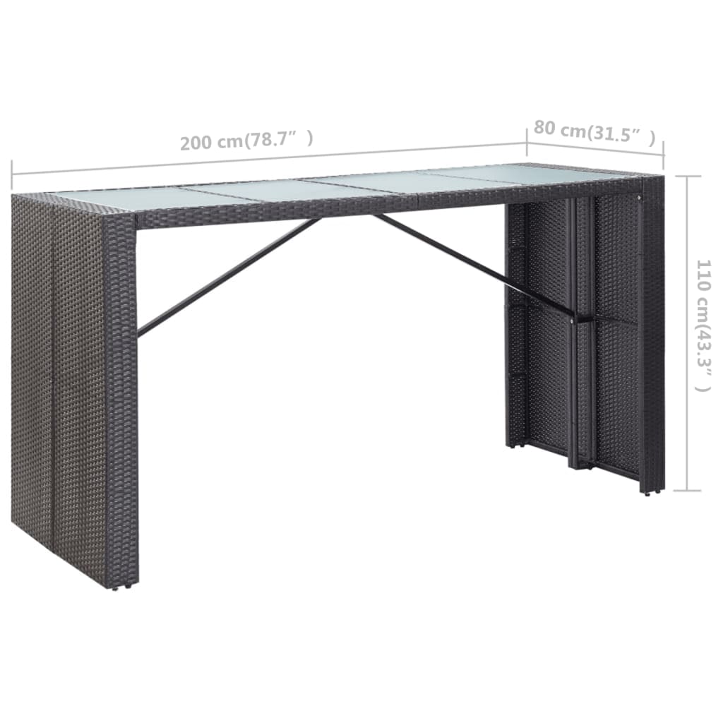 Set mobilier de bar de exterior, negru, poliratan Lando - Lando