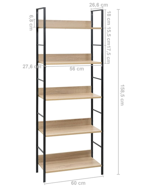 Încărcați imaginea în vizualizatorul Galerie, Etajeră cărți 5 rafturi, stejar 60x27,6x158,5 cm lemn prelucrat Lando - Lando
