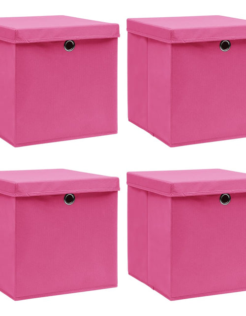 Încărcați imaginea în vizualizatorul Galerie, Cutii depozitare cu capace 4 buc. roz, 32x32x32 cm, textil - Lando

