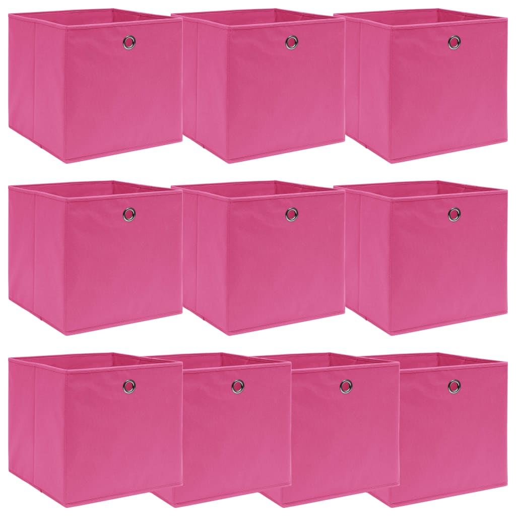 Cutii depozitare, 10 buc., roz, 32x32x32 cm, textil Lando - Lando