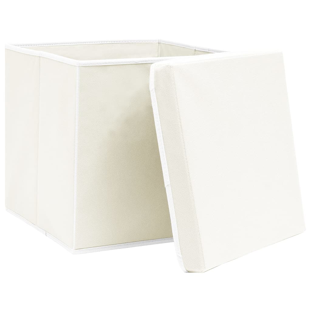 Cutii depozitare cu capace 4 buc. alb, 32x32x32 cm, textil Lando - Lando
