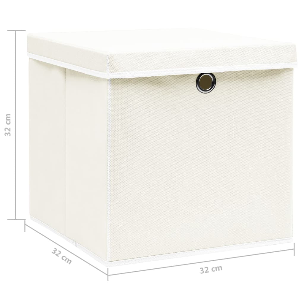 Cutii depozitare cu capace 4 buc. alb, 32x32x32 cm, textil Lando - Lando