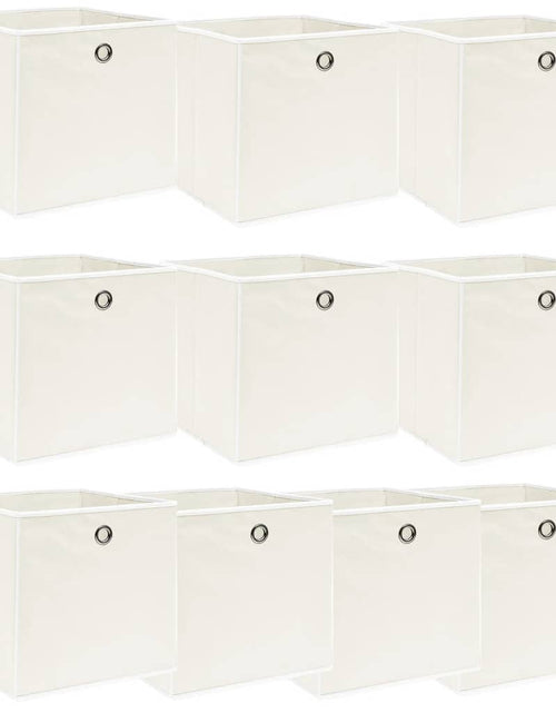 Încărcați imaginea în vizualizatorul Galerie, Cutii depozitare, 10 buc., alb, 32x32x32 cm, textil Lando - Lando
