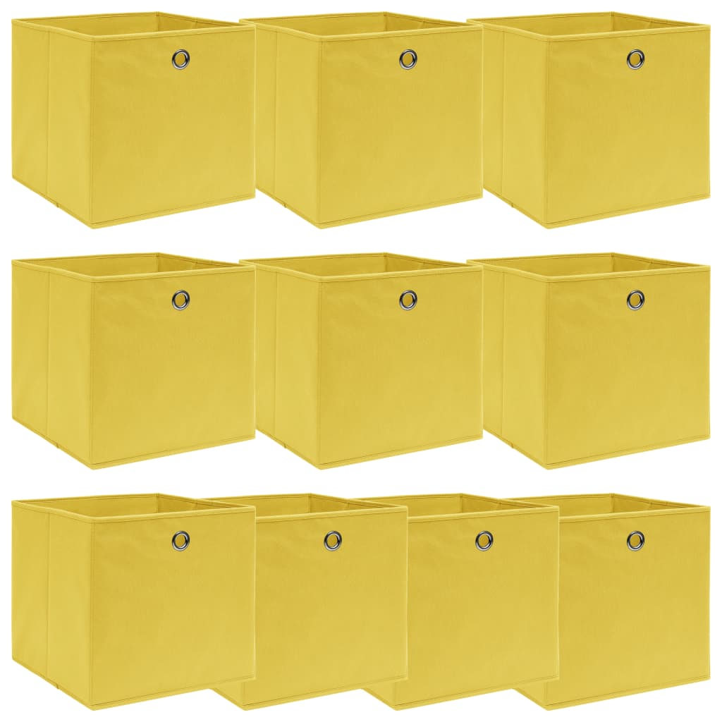Cutii depozitare, 10 buc., galben, 32x32x32 cm, textil Lando - Lando