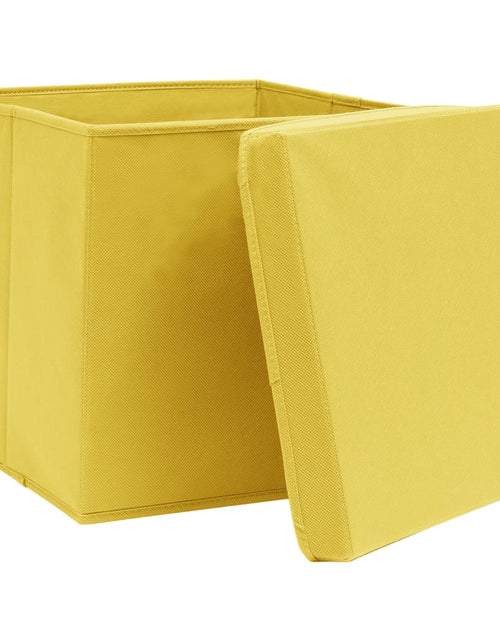 Încărcați imaginea în vizualizatorul Galerie, Cutii depozitare cu capac, 10 buc., galben, 32x32x32 cm, textil Lando - Lando
