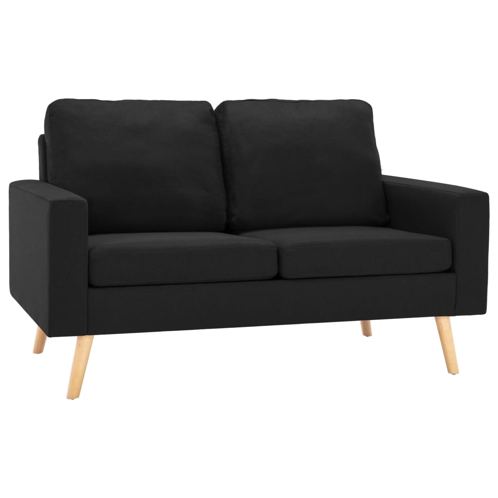 Canapea cu 2 locuri, negru, material textil