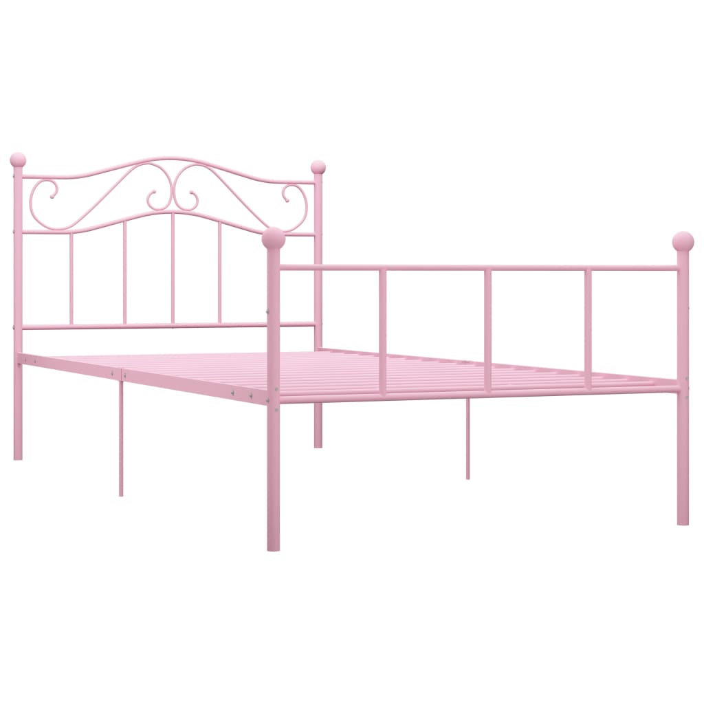 Cadru de pat, roz, 100 x 200 cm, metal - Lando