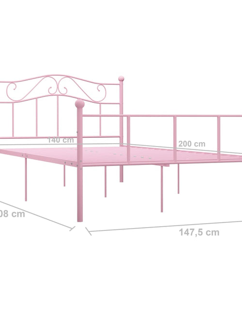 Încărcați imaginea în vizualizatorul Galerie, Cadru de pat, roz, 140 x 200 cm, metal - Lando
