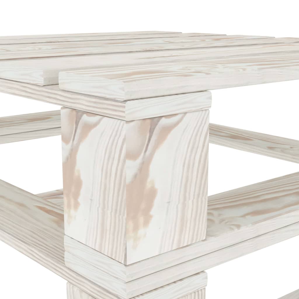 Set mobilier grădină din paleți,alb, 8 piese, lemn - Lando