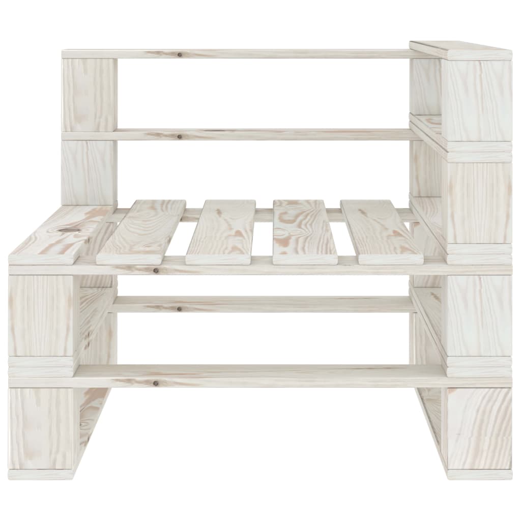 Set mobilier grădină din paleți,alb, 8 piese, lemn - Lando