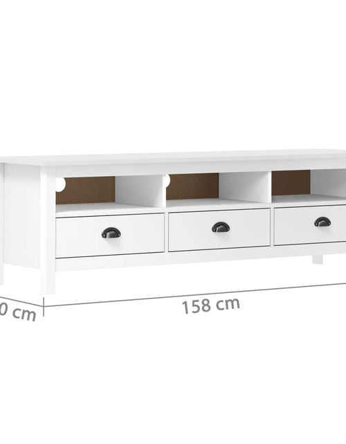 Încărcați imaginea în vizualizatorul Galerie, Comodă TV Hill, alb, 158x40x47 cm, lemn masiv de pin - Lando
