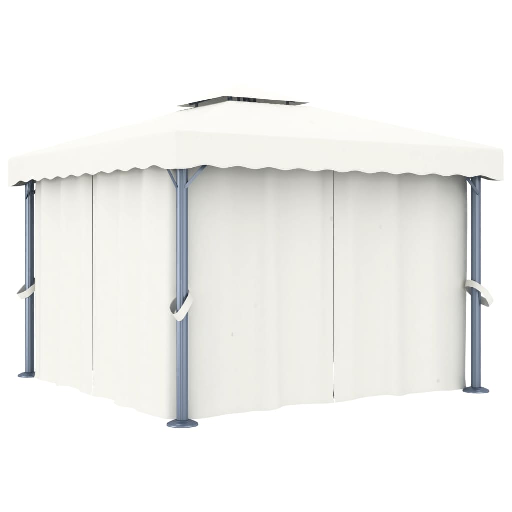 Pavilion cu perdea, alb crem, 3 x 3 m, aluminiu Lando - Lando