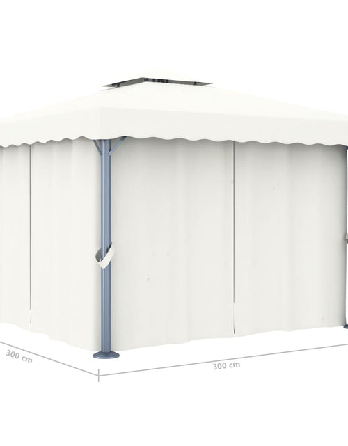 Încărcați imaginea în vizualizatorul Galerie, Pavilion cu perdea, alb crem, 3 x 3 m, aluminiu Lando - Lando
