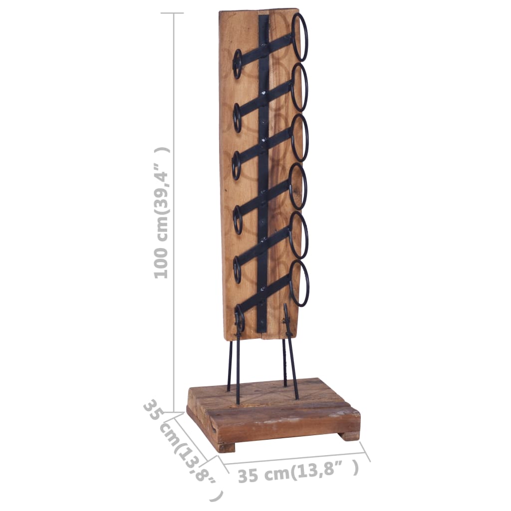 Suport 6 sticle de vin, 35x35x100 cm, lemn masiv de tec - Lando